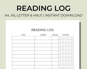 Printable Reading Log Tracker Printable Book Tracker Journal Reading ...