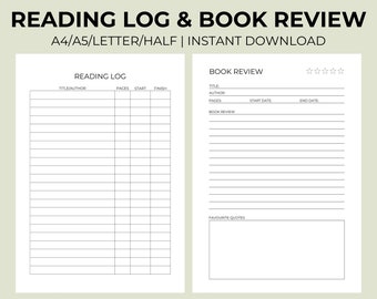 A5 Bookshelf Book List A5 Printable Planner Inserts Reading Journal ...