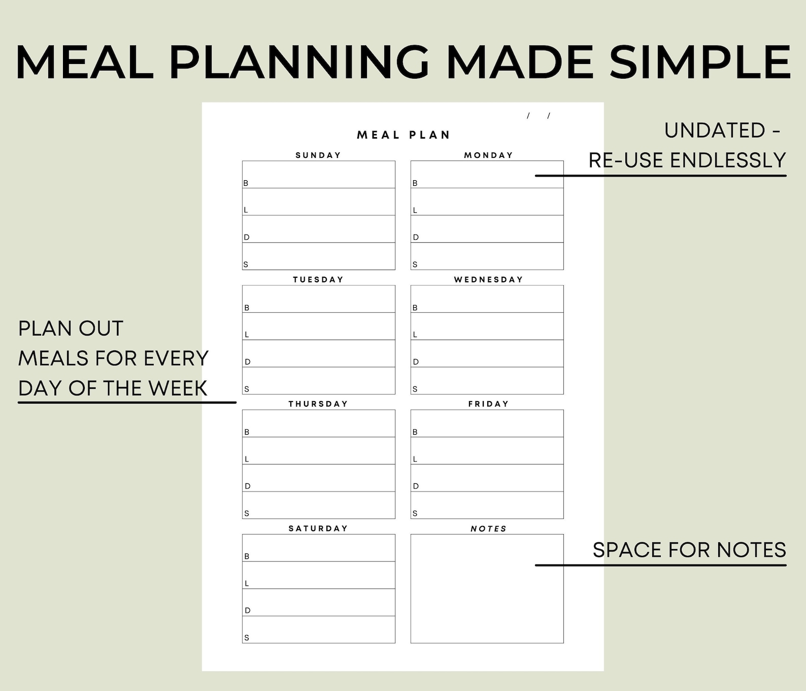 Printable Grocery List + Weekly Meal Planner, A5/a4/letter/half Size - Etsy
