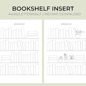 Plantilla imprimible de estantería, seguimiento de lectura, A5/A4/Carta/Medio PDF