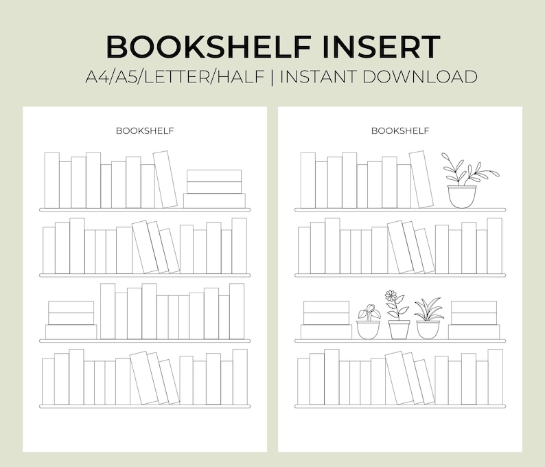 Bookshelf Printable Template, Reading Tracker, A5/a4/letter/half PDF - Etsy