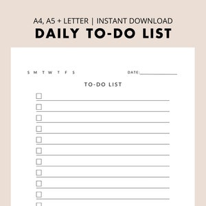 To Do List Simple Daily Planner Printable Undated Planner Printable ADHD Planner Printable A4 A5 and US Letter