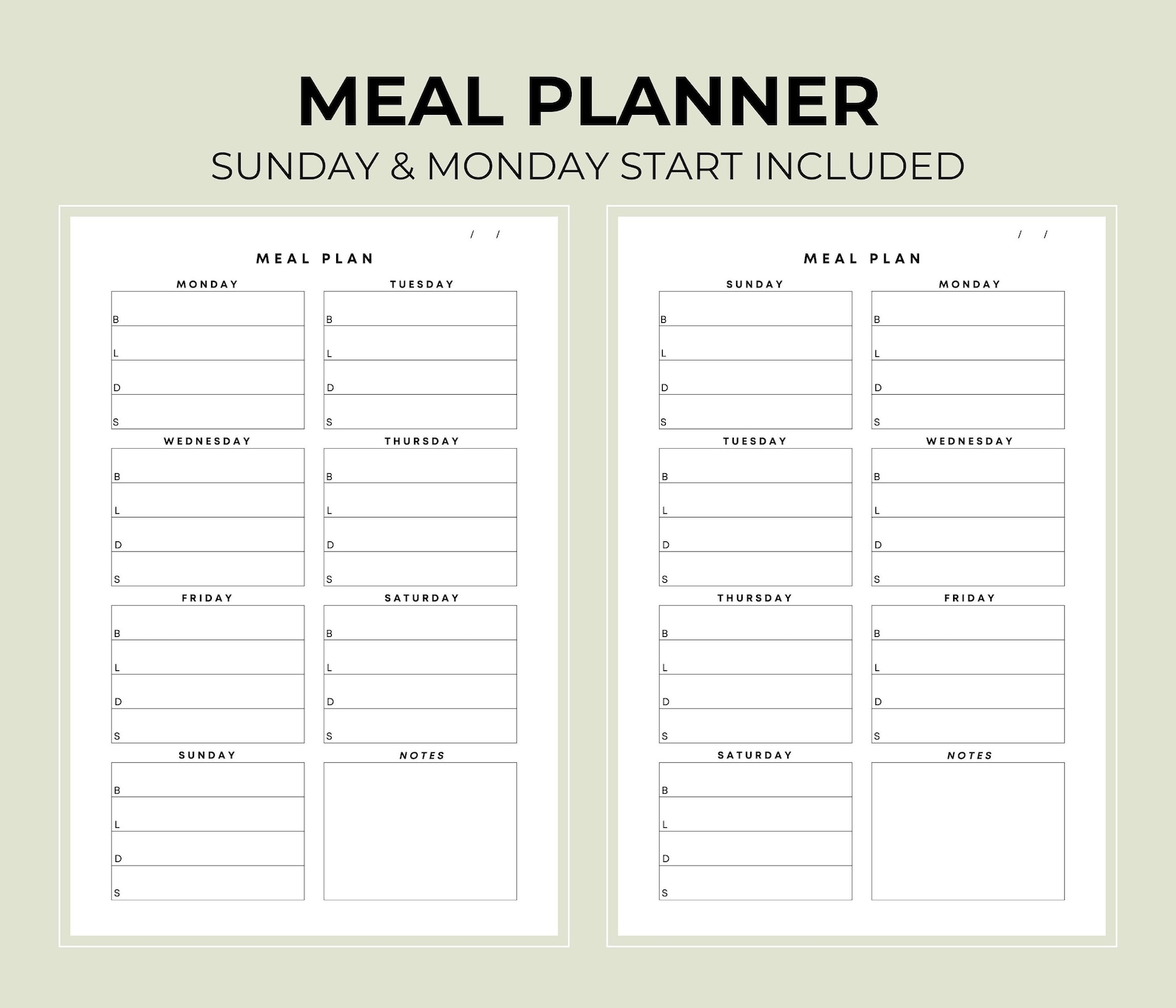Printable Grocery List + Weekly Meal Planner, A5/a4/letter/half Size - Etsy