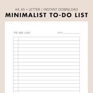 To Do List Minimalist Daily Planner Printable, ADHD Planner Printable, US Letter A4 + A5 Planner Inserts, Undated Planner, Daily To Do List