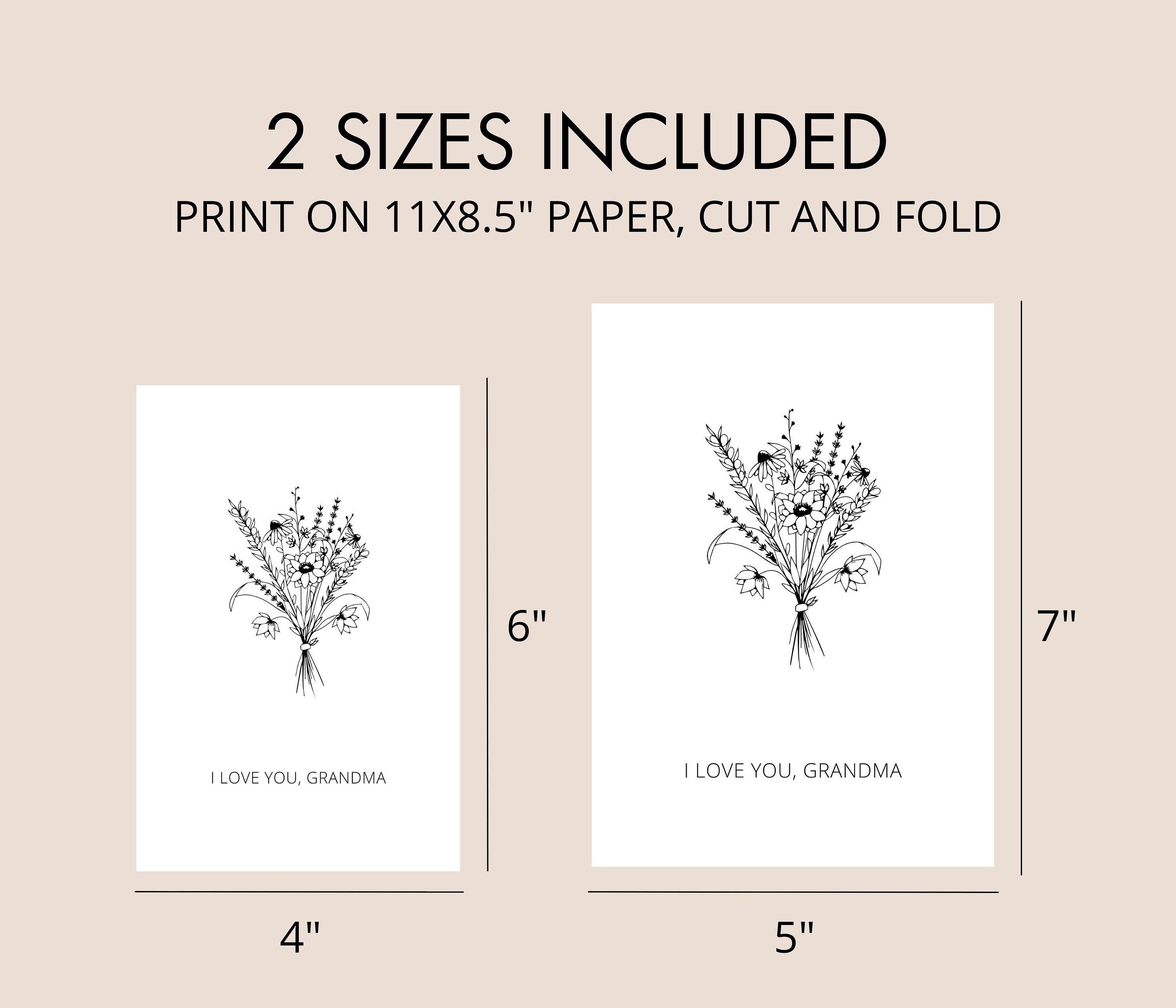 Printable Mothers Day Card for Grandma, 4x6 &amp; 5x7 In - Etsy