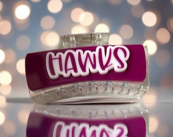 Personalized Name Claw Clip | Custom School Spirit Hair Clip | Cheer & Dance Team Gift | Game Day Hair Accessory