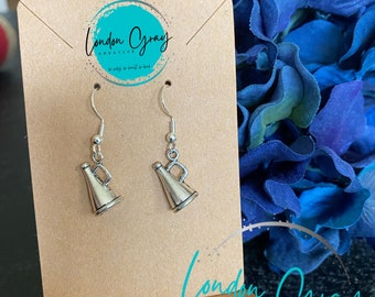 Megaphone Cheer Earrings, Cheerleader Gifts, Team Gift, Cheer Squad, Spirit Jewelry
