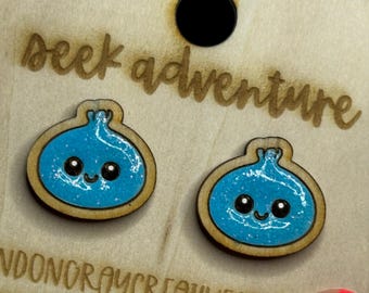 Viral Dumpling Stud Earrings | Handmade Wood & Acrylic Kawaii Earrings | Stainless Steel Posts | Cute Anime-Inspired Gift | Laser Engraved