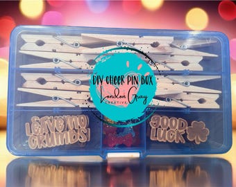 DIY Cheer Pin Box | Cheer Clothespins | Allstar Cheer Comp | Lucky Charm | Cheer Trade Pins | Customizable