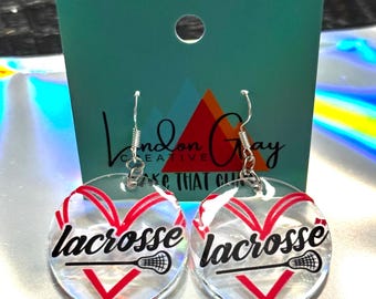 Lacrosse Earrings | Lacrosse Game Day Earrings | Red Lacrosse Earrings | Lacrosse Mom Gift | Lacrosse Player Gift | Team Spirit Earrings