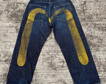ヴィンテージ EVISU デニムジーンズ W32: 刺繍入りカモメバック