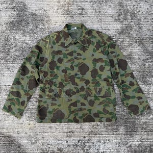 Vintage 1950s-60s Union Made ILGWU Frogskin Camo Hunting Jacket