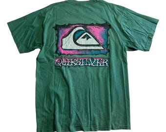 Vintage Quiksilver Tshirt 90s Made in USA Surf Skate Big Logo