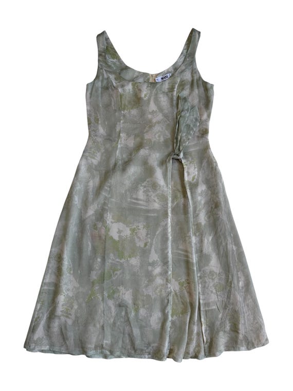Giorgio Armani, Vintage Mani Giorgio Armani Italy Silk Blend Abstract Watercolor Dress
