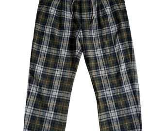 Dsquared2 Plaid Wool Blend Drawstring Trousers Made in Italy Designer Pants