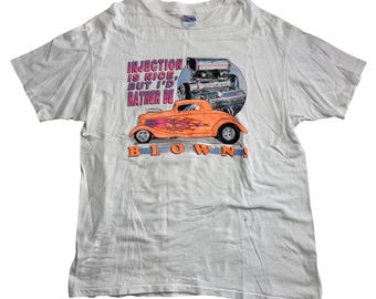 Camiseta vintage de los 90 con estampado de motor de Hot Rod