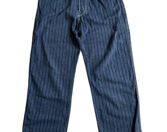 Vintage J.S Homestead Pinstripe Denim Work Pants Utility Pocket Made in Japan