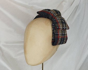 Plaid Bow Headband: Handmade Tweed Hair Fascinator