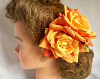 Blue Hair Flower Clip Peony Hair Flower Handmade Vintage Etsy