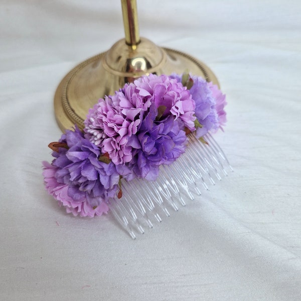 Lilac hair comb/flower hair comb/small hair flower/Pin Up Curl/wedding accessory/lilac hair flower