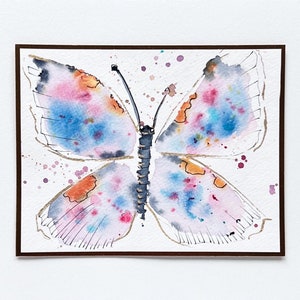 Butterfly Original Watercolor and Mixed Media Painting - Butterfly artwork, Abstract Nature, Not A Print