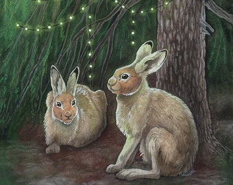 Little Hares A3 poster art print