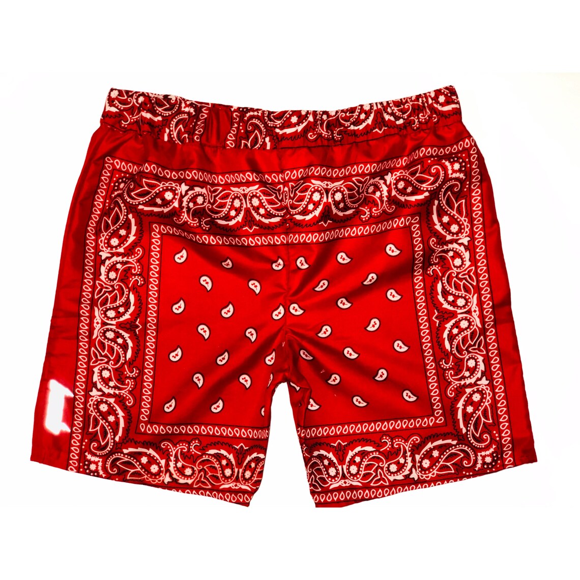 Mens Unisex Red Bandana Paisley Summer Shorts size 2844 Etsy
