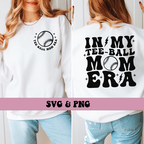 In My Tee-Ball Mom Era SVG and PNG, Retro Groovy Sports Tee Ball T-Ball Mom PNG and Svg Teeball Mom Png and Svg