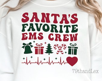 Santa's Favorite EMS Crew Png Svg, Christmas Paramedic First Responder Png and Svg Xmas Festive Medical Sublimation Design, Digital Download