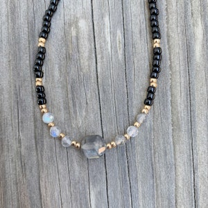 Labradorite beaded choker, beaded necklace, crystal choker, crystal necklace, labradorite necklace