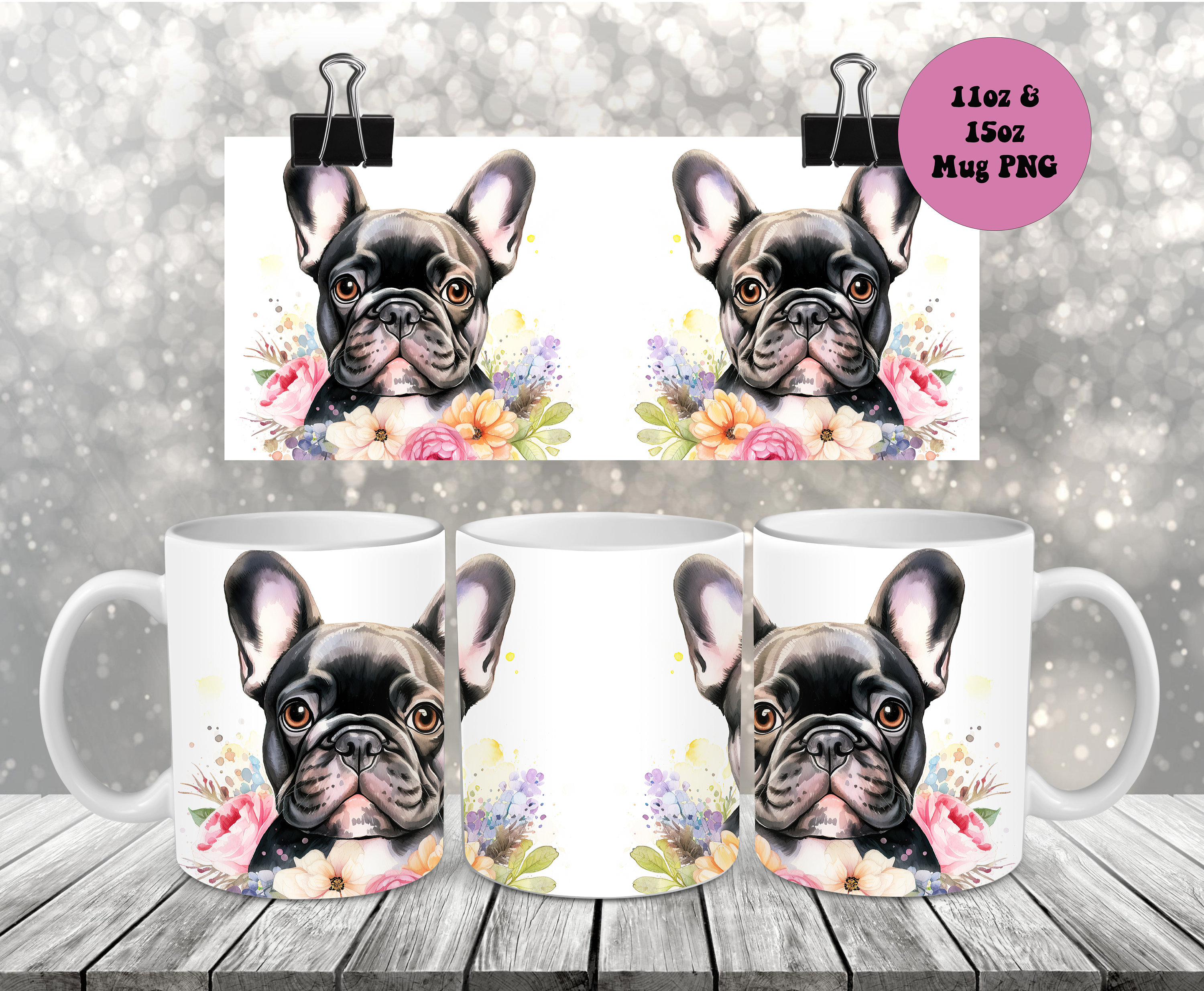 Blue Brixx Französische Bulldogge, Kaffeetasse, Aquarellart Bild, Hunde  French Kiss, image size:3000x2470