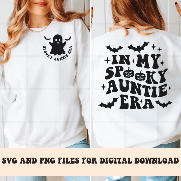 In My Spooky Auntie Era SVG and PNG, Halloween Groovy Wavy Aunt and Auntie Sublimation or SVG Digital Download