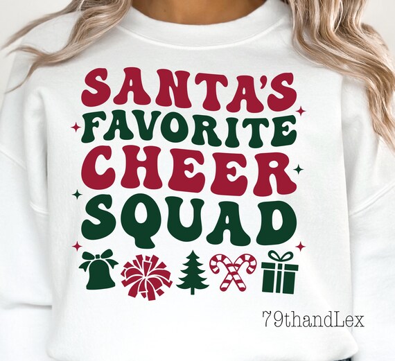Santa's Favorite Cheer Squad PNG SVG: Christmas Cheerleader Svg Png Xmas Retro Holidays Sublimation Design Png and Svg Digital Download