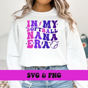 Nella mia era di softball Nana PNG e SVG Sport Groovy Softball Nana Nonna Png e Svg Retro Trendy Softball Nana Png e Svg