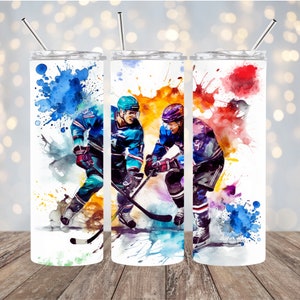 Hockey Sports 20 oz Skinny Tumbler Wrap Sublimation Design Ice Hockey 20oz Tumbler Wrap PNG For Digital Download