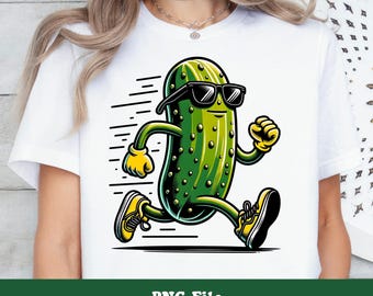 Running Pickle PNG, Funny Runner PNG, Pickle Running Trendy Run T-shirt Design PNG for Marathon Runner and Track and Field Png Sublimation