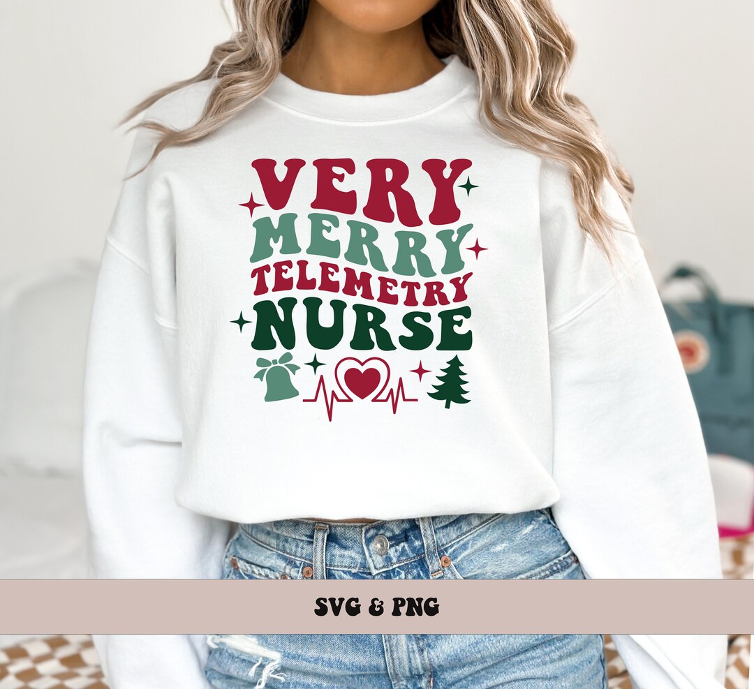 Very Merry Telemetry Nurse SVG and PNG, Groovy Retro Holidays ...