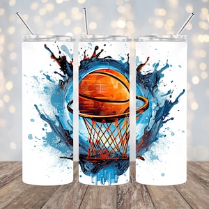 Basketball Sports Graffiti 20 oz Skinny Tumbler Wrap Sublimation Design Straight Tapered Tumbler Wrap PNG For Digital Download