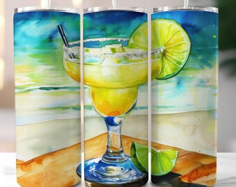 Margarita Tumbler Wrap Boozy 20oz Skinny Tumbler Sublimation Design Png Tropical Beach Cocktail Tequila Cinco De Mayo Tumbler Wrap Png
