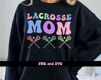 Lacrosse Mom Png and SVG, Sports Mom Trendy Lacrosse Png Svg Retro Lacrosse Game Day T-shirt Sublimation Design Png Svg, Digital Download