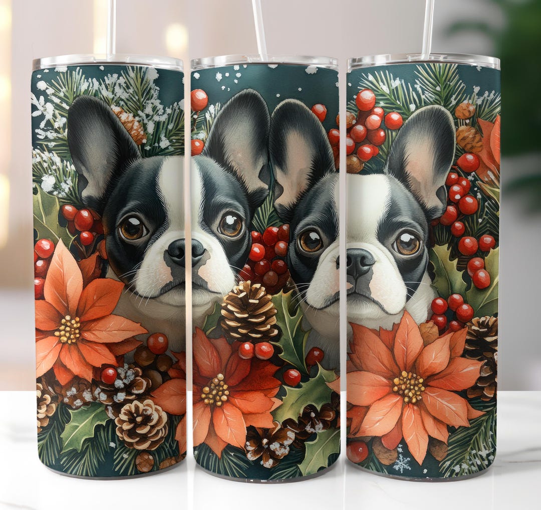 TopPacific Weihnachts-Gartenflagge Mit Boston Terrier | Doppelseitige Outdoor-Dekoration 30,5x45,7 Cm | Winter-Urlaubsdeko
