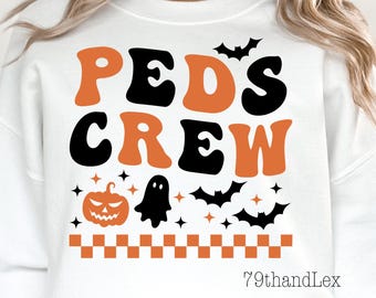 Peds Crew Halloween SVG PNG: Retro Pediatrics Nurse Medical Sublimation Design (Digital Download)