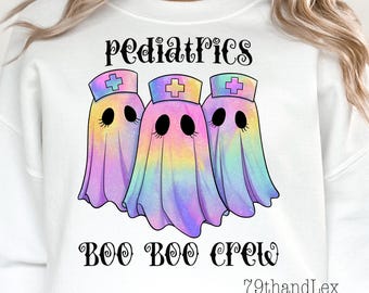 Pediatrics Boo Boo Crew Png Spooky Peds Nurse Halloween Png Iridescent Ghost Peds Nurse Png Halloween Nursing T-shirt Sublimation Design Png