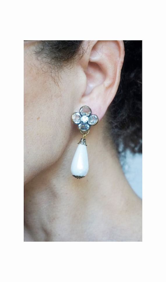 Boucles D'oreilles Vintage Clips En Nacre - Occasion, Fermoir Clips