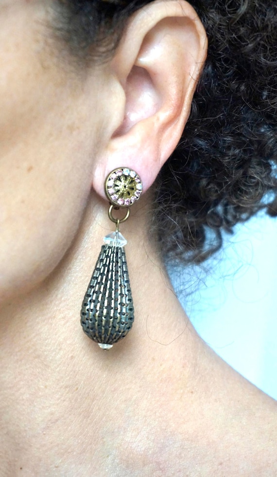 Boucles D'oreilles Clips Vintage En Métal Doré - Anciennes, Bijoux Fantaisie