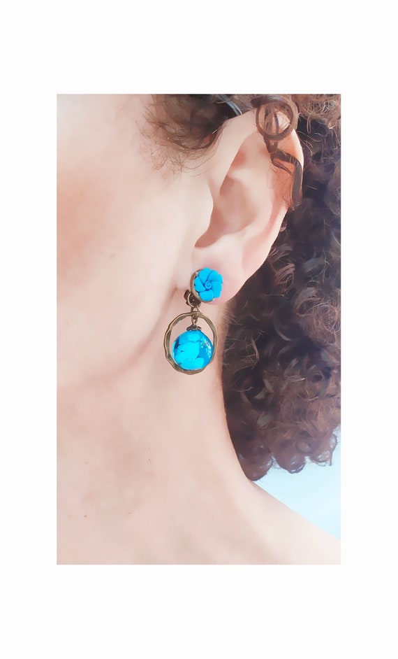 Orecchini in Metallo cristalli di Murano blu
