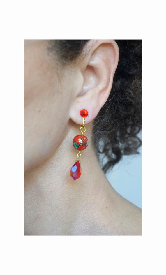 Orecchini a cuore in smalto bordeaux dolce per donna ragazza colore rosso o nero metallo amore cuore appeso orecchini pendenti gioielli Vintage