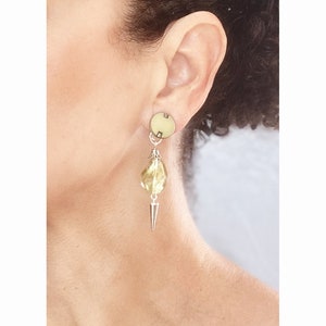 MURANO CLIP on Earrings Clear green Murano Bead CLIPS Vintage Resin cabochon French design Dangle Hand Made