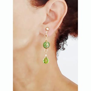 1 Paio Di Orecchini In Giada A Forma Di Goccia D'acqua In Stile - Foto 4