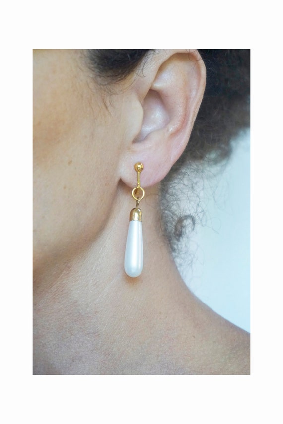 Boucles D'oreilles Clips Or Avec Perle Blanc Nacré 0,8 Cm - Occasion Parfait état